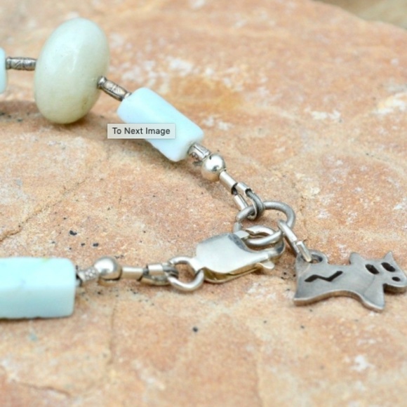 Aquamarine Peruvian Opal Sterling Silver Bracelet - Picture 7 of 7
